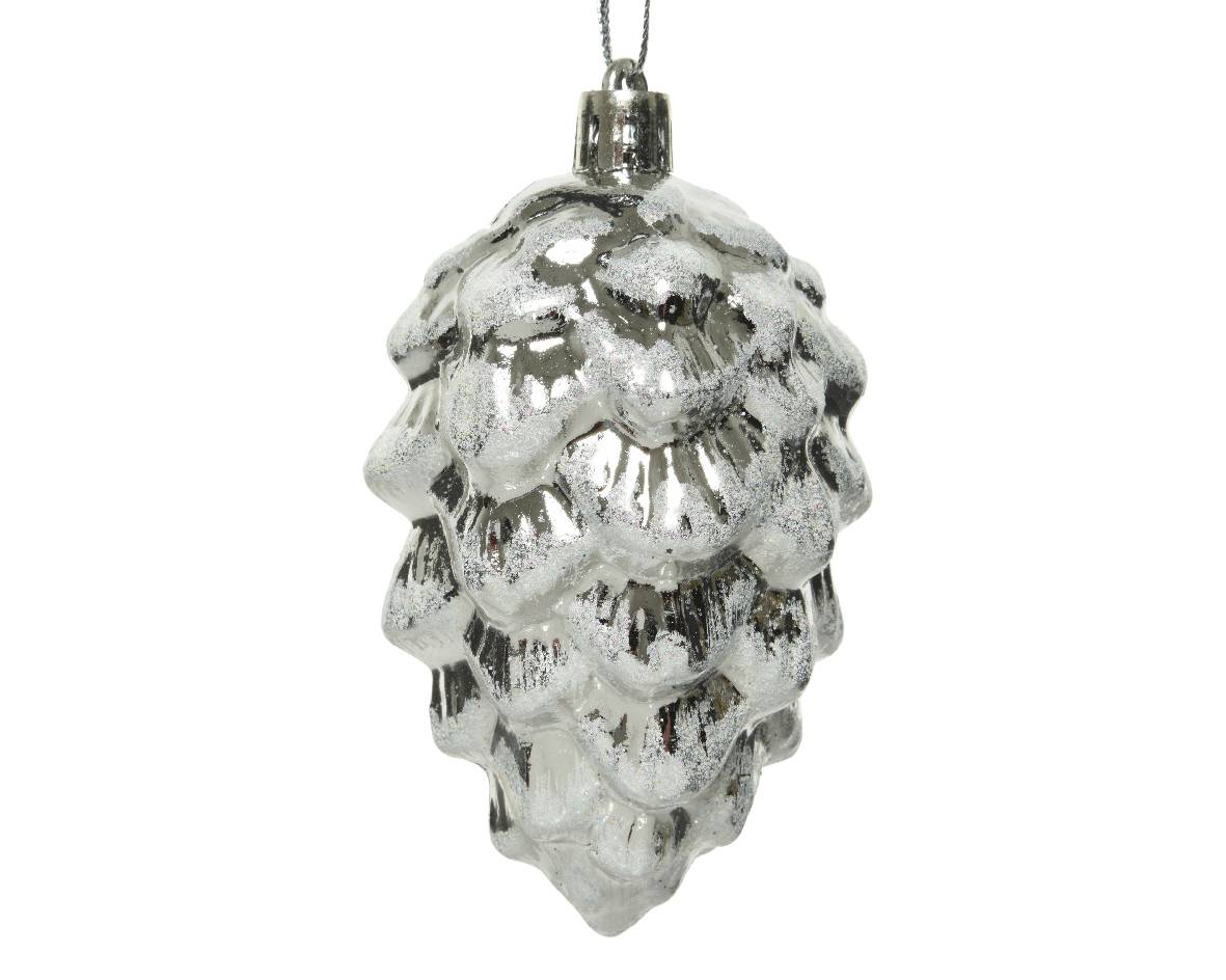 Decoris - Decoris - Pomme de pin argentée à suspendre Ø.5 x H.9 cm - Image 2