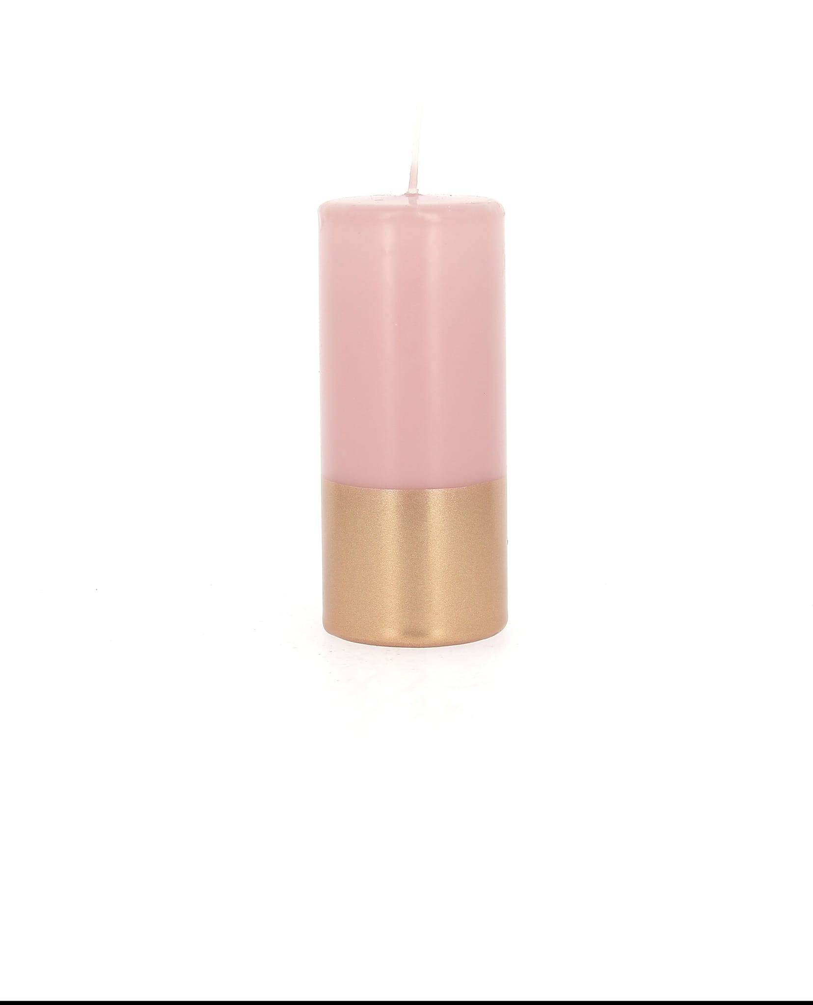 Bougies la Française - Bougie cylindrique bicolore rose poudrée cuivre