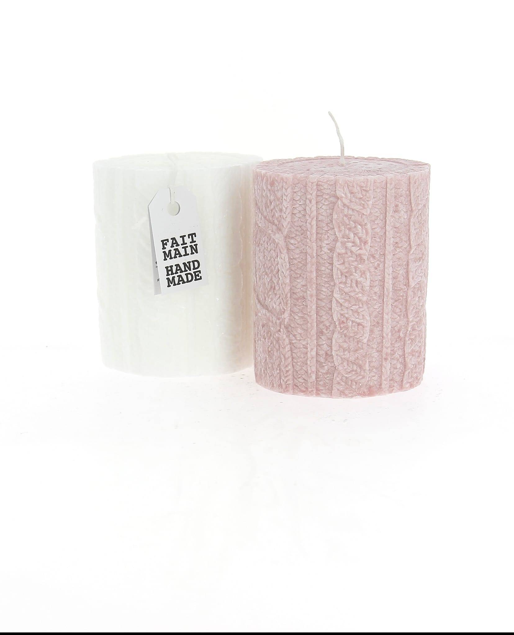 Bougies la Française - Bougie lainage rose poudre coloris assortis