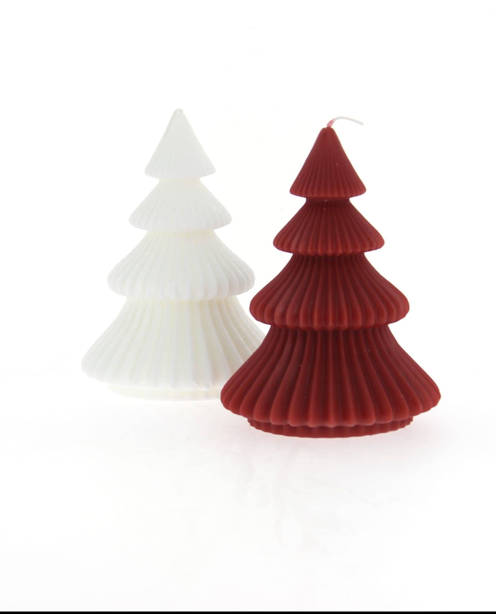Bougies la Française - Bougie sapin plie 2 assortis coloris blanc ou rouge