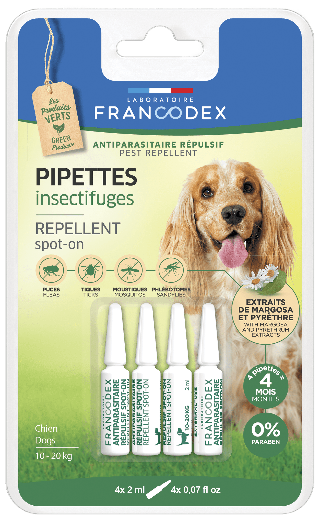 Francodex - PIPETAS ANTIPARASITARIAS REPELENTES PERRO x4