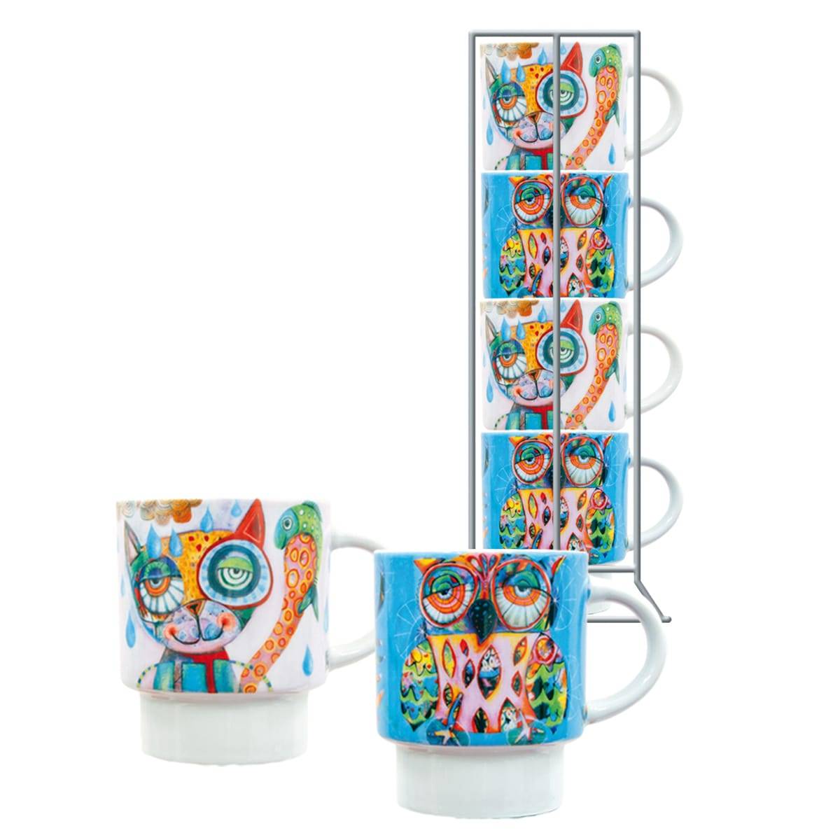 Enesco - Présentoir avec 4 Mugs Michelle Allen