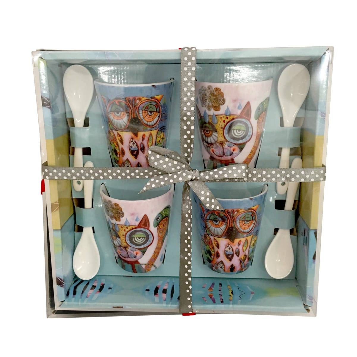 Enesco - Coffret de 4 tasses Michelle Allen avec leurs cuillères