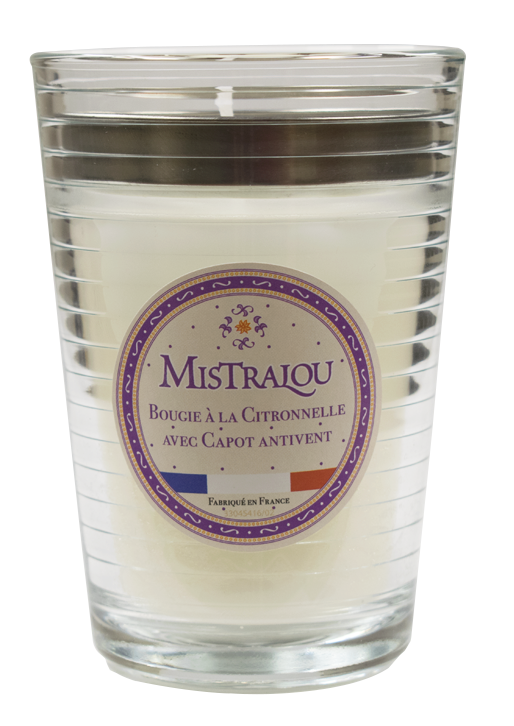 Bougie Mistralou citronnelle avec capot coupe vent - Image 1