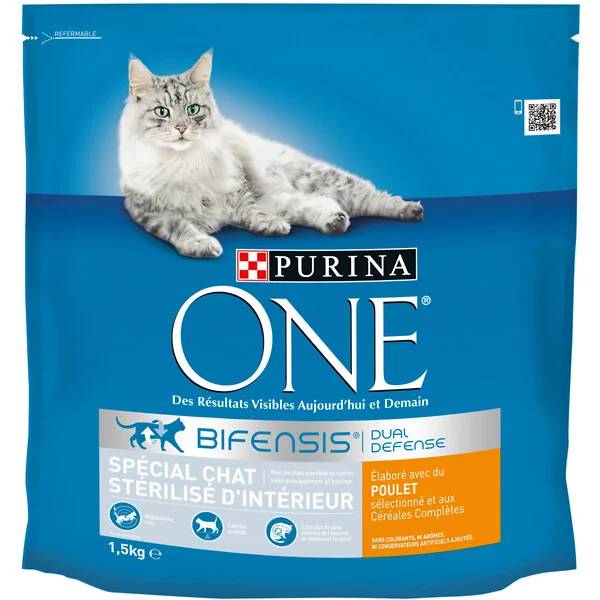 Purina One - Croquettes chat d'Intérieur Stérilisé Poulet et céréales complètes 1,5 kg - PURINA ONE - Image 1