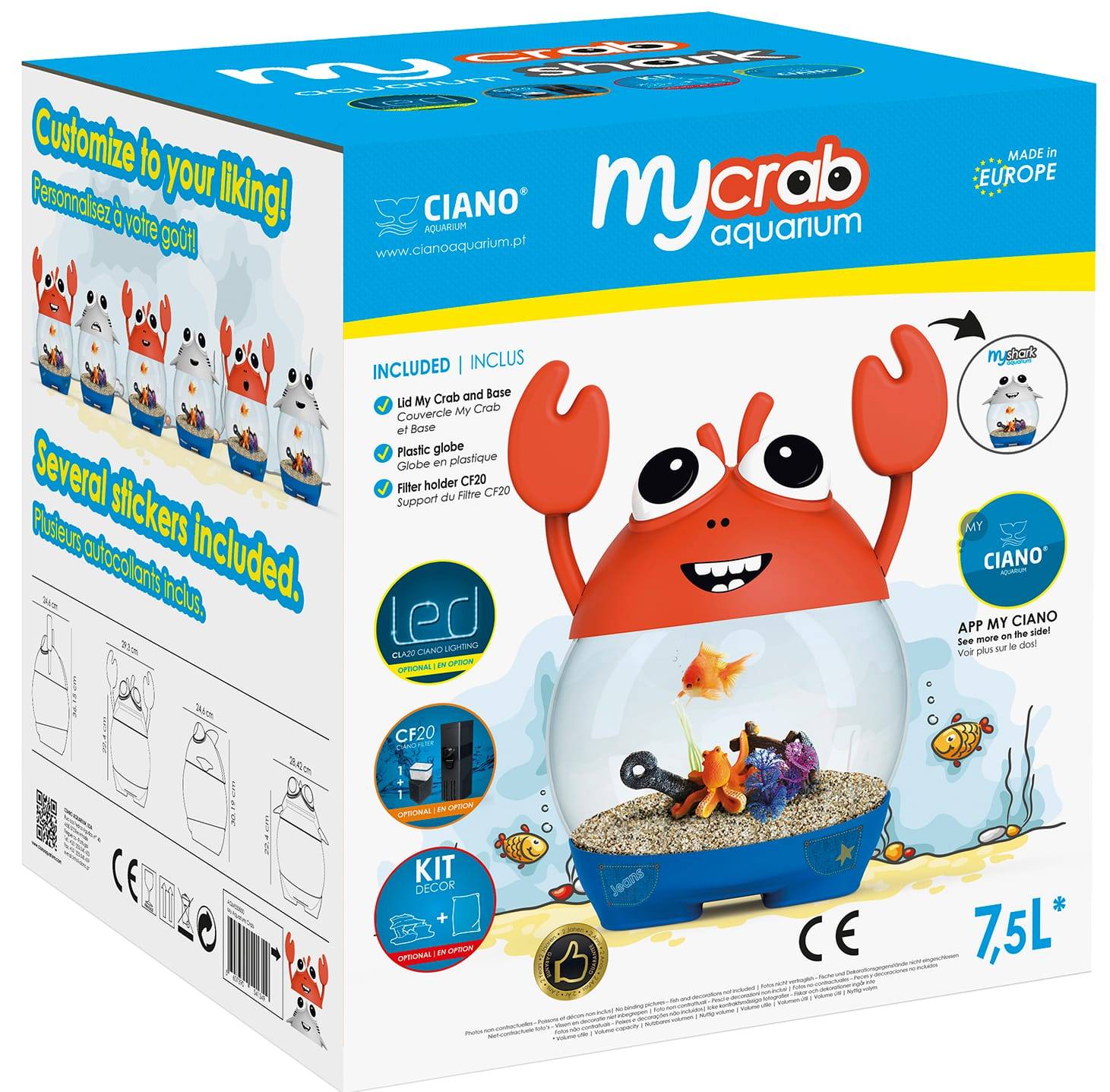 Agrobiothers - My Aquarium Crab Orange - L.29,3 x l.24,7 x H.36,2 cm - Image 1
