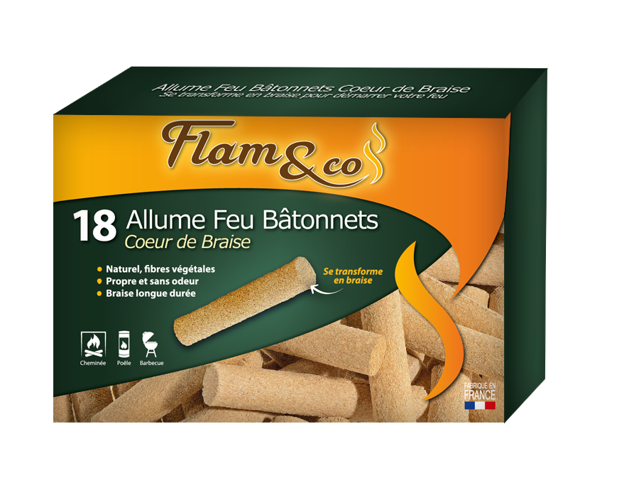 Flam&co - Allume feu bâtonnets cœur de braise x18