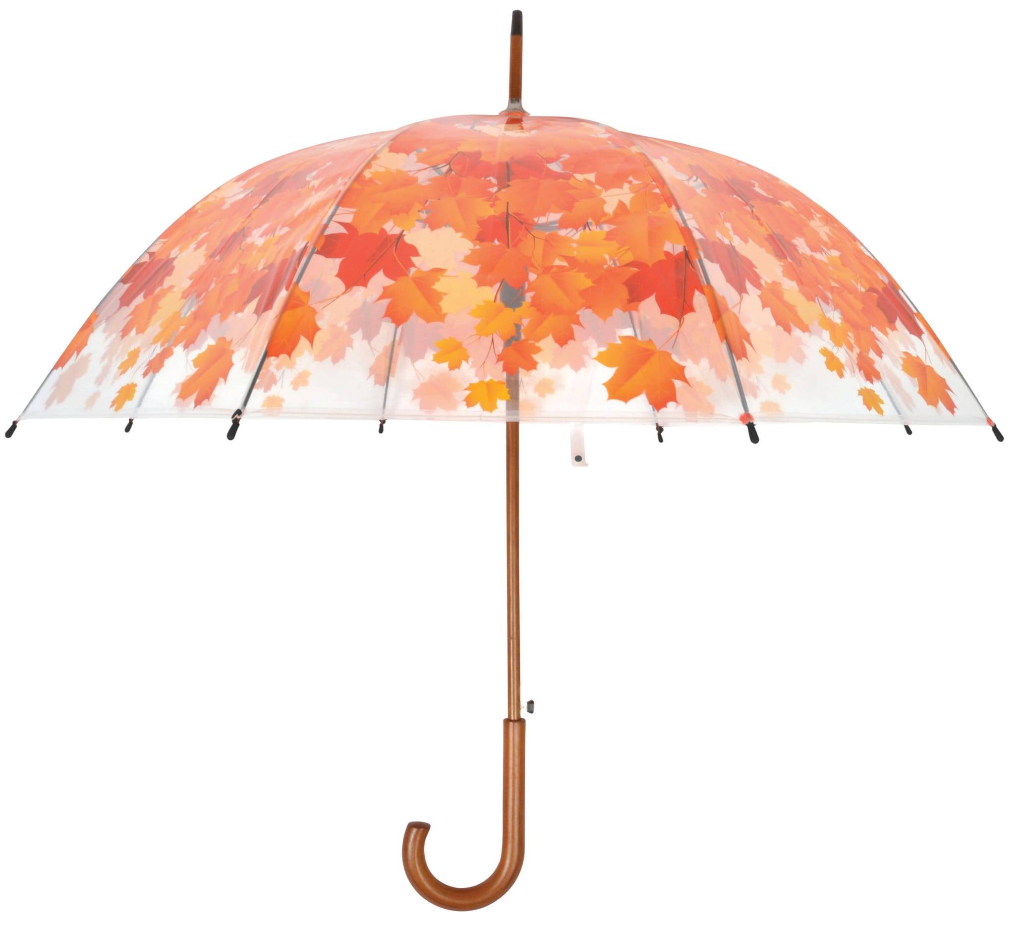 Derrière la Porte - Parapluie Transparent Effet Feuilles Orange