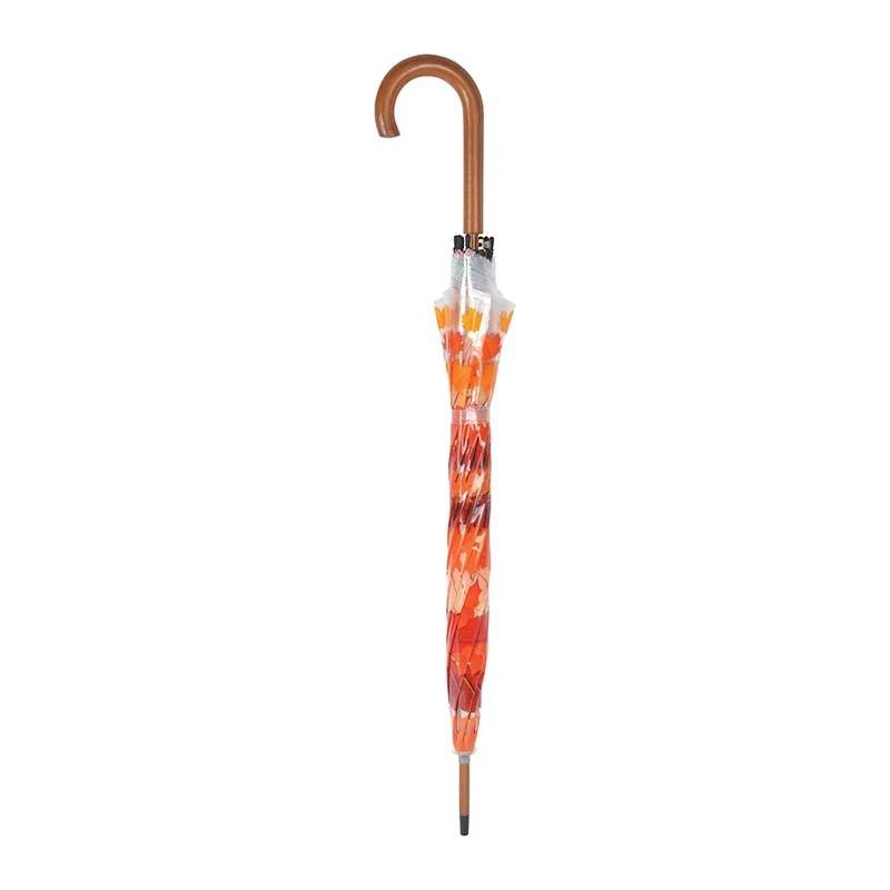 Derrière la Porte - Parapluie Transparent Effet Feuilles Orange - Image 6