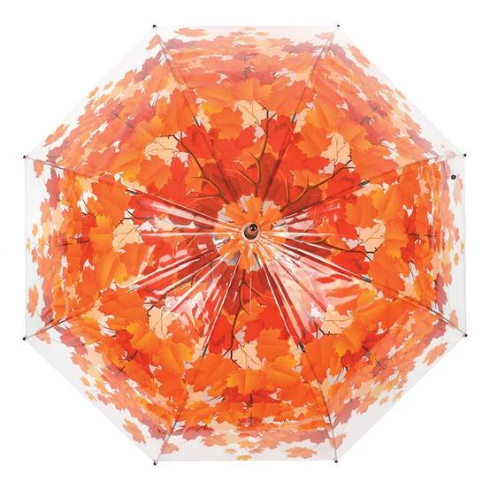 Derrière la Porte - Parapluie Transparent Effet Feuilles Orange - Image 2