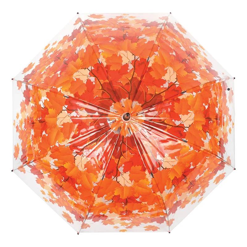 Derrière la Porte - Paraguas transparente con efecto de hojas naranjas - Imagen 2