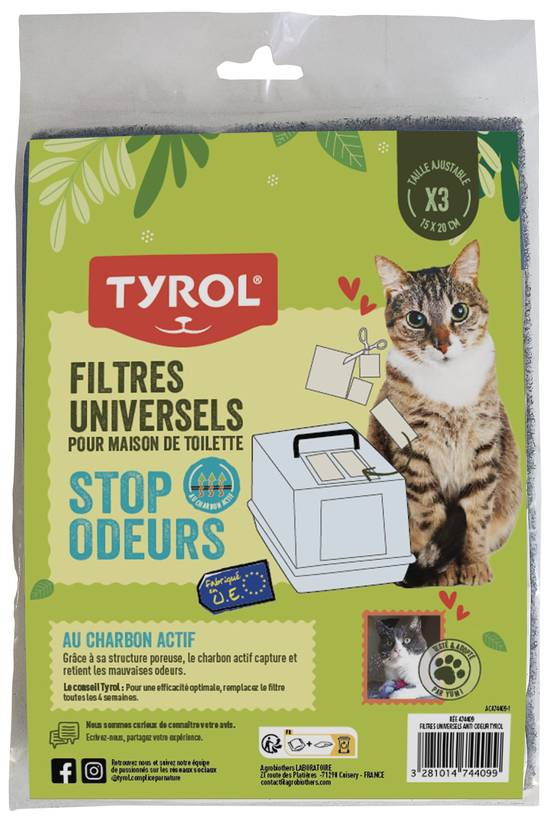 Tyrol - Filtres anti odeurs x3 Tyrol - L.15 x l.2,5 x H.25 cm - Image 1