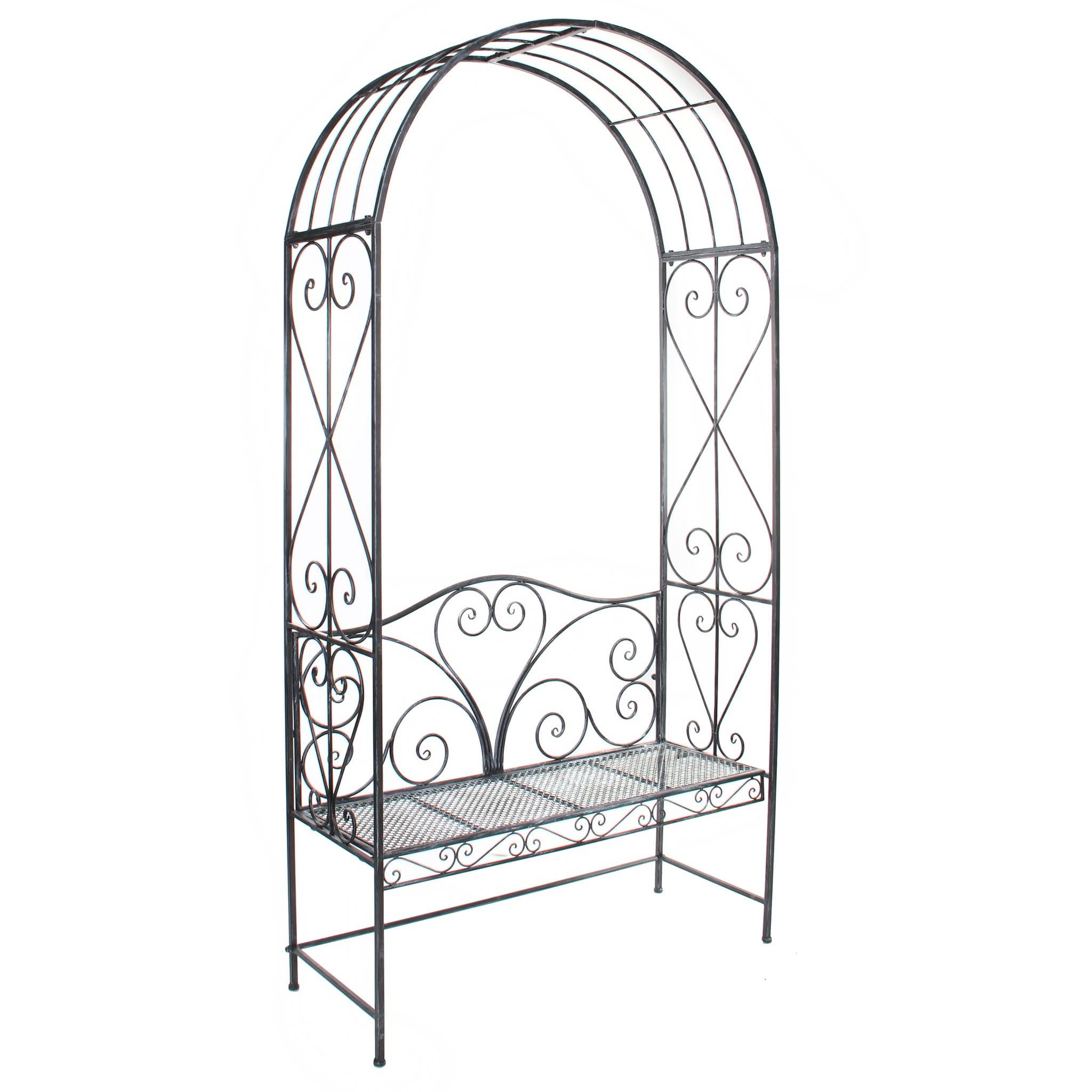 Mica Decorations - Arcade Provence avec banc Gris L.116 x l.47 x H.230 cm