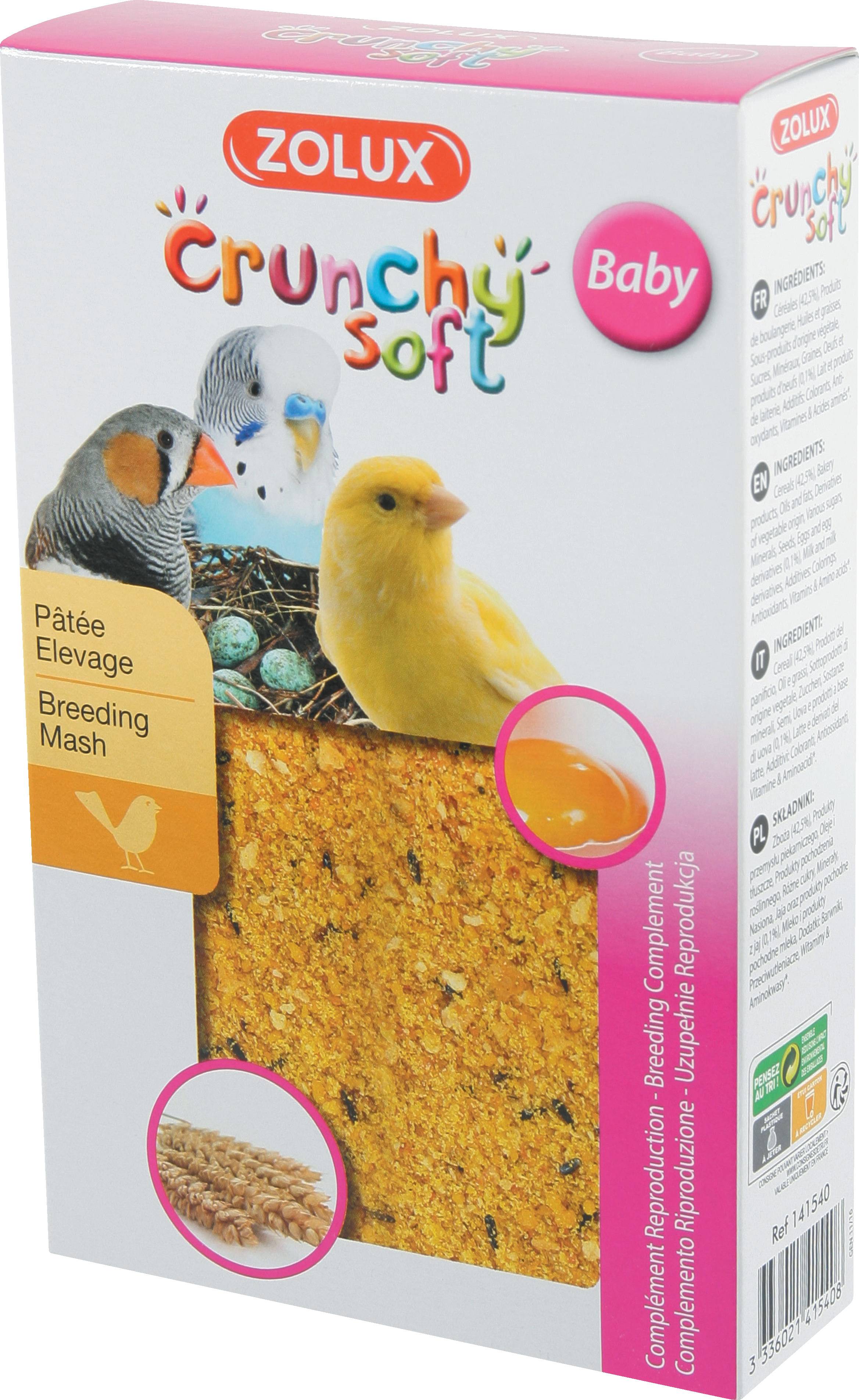 Zolux - Pâtée d'élevage pour oiseaux Crunchy soft baby 150 g - Imagen 1