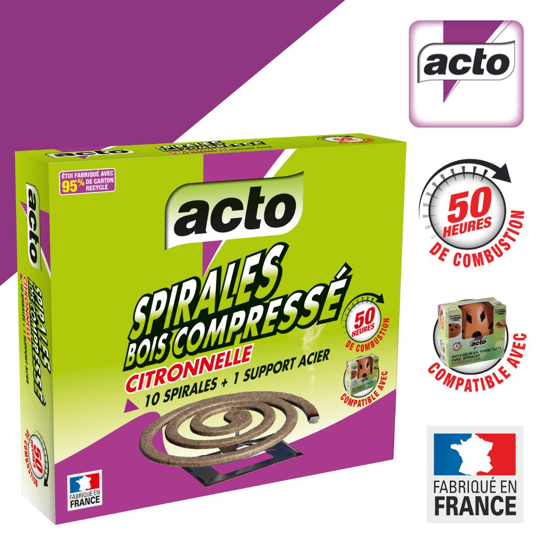 Acto - Spirales insecticide bois compressé citronnelle lot de 10 – ACTO
