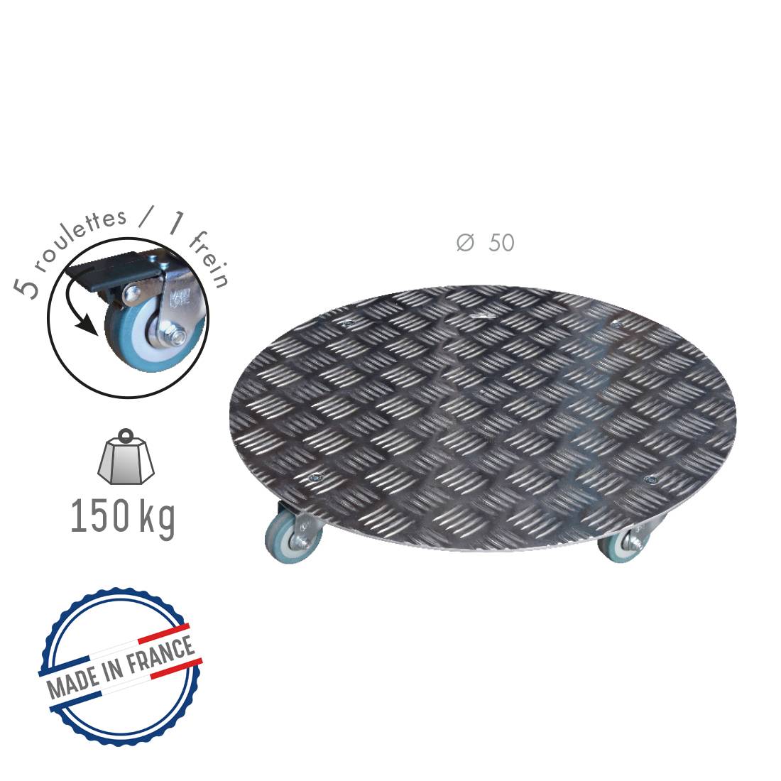 Louis Moulin - Rueda para plantas de aluminio Alu Redondo Ø 50 cm - LOUIS MOULIN - Imagen 2