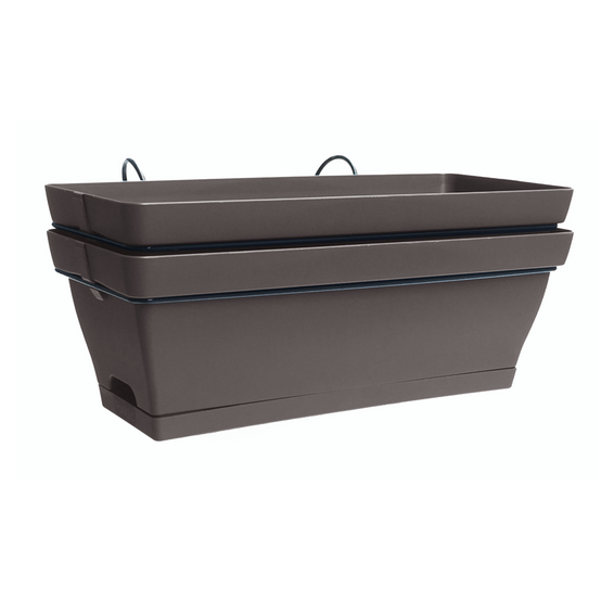 Lot 2 jardinières avec supports 50cm Romeo Taupe - Image 2