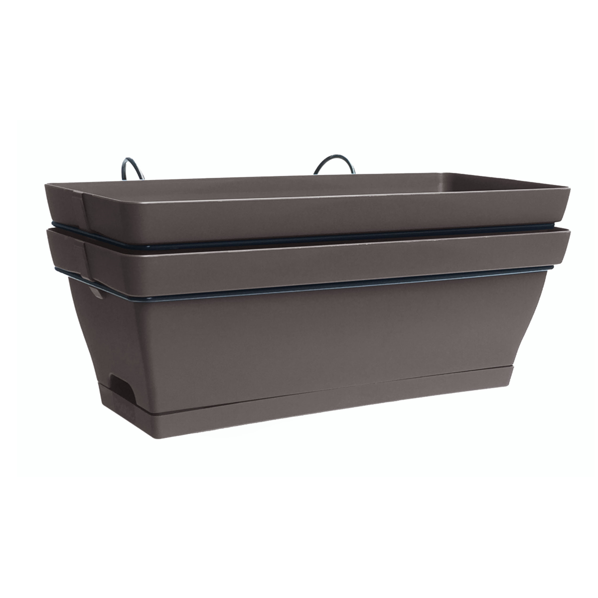 Lot 2 jardinières avec supports 50cm Romeo Taupe - Image 2