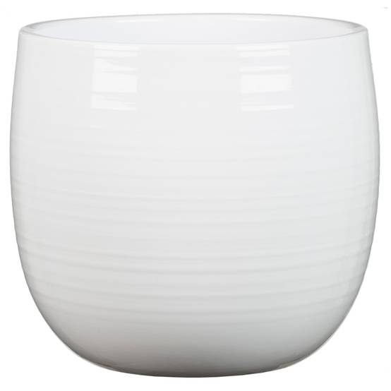 Cache pot en céramique coloris blanc 18 cm