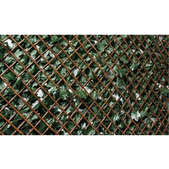 Sicatec - Treillage osier à feuilles artificielles 1 x 2 m extensible 2.40m