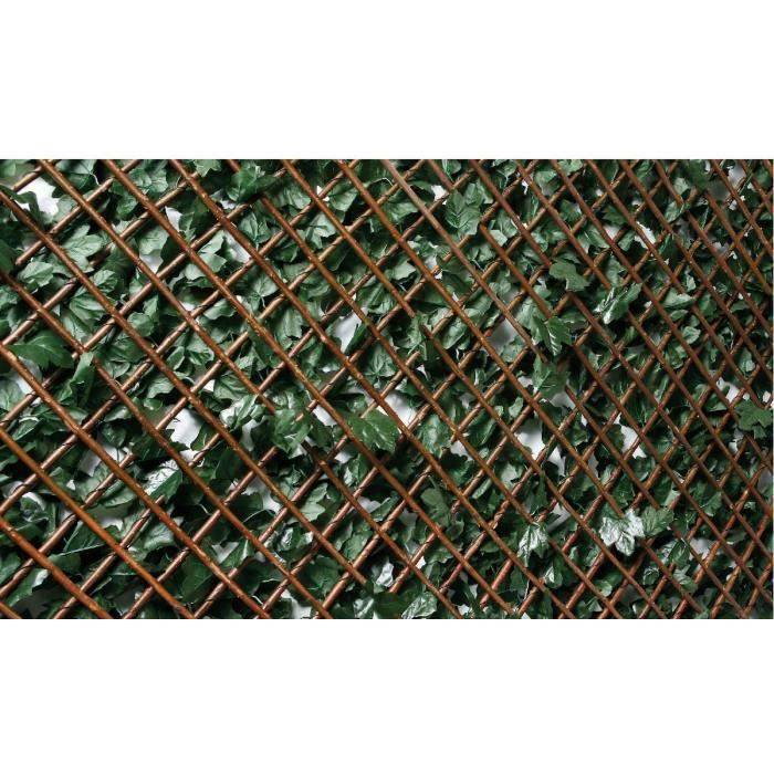 Sicatec - Treillage osier à feuilles artificielles 1 x 2 m extensible 2.40m