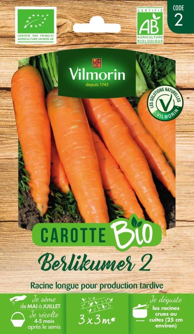 Vilmorin - Carotte berlikumer 2 Bio série 2 sachet graines 3 g - Vilmorin - Image 1