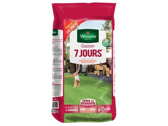 Vilmorin - GAZON 7 JOURS Créer Ou Regarnir 200/300M2 Sac 5kg dont 1kg gratuit - VILMORIN - Image 2