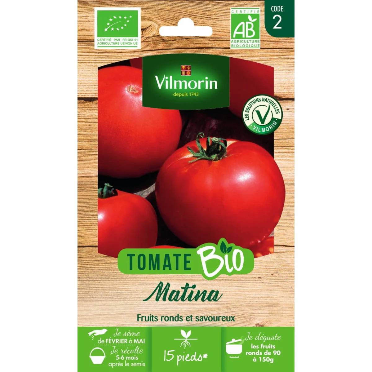 Vilmorin - Tomate Matina Bio série 2 sachet graines 0,15 g - Vilmorin - Image 1