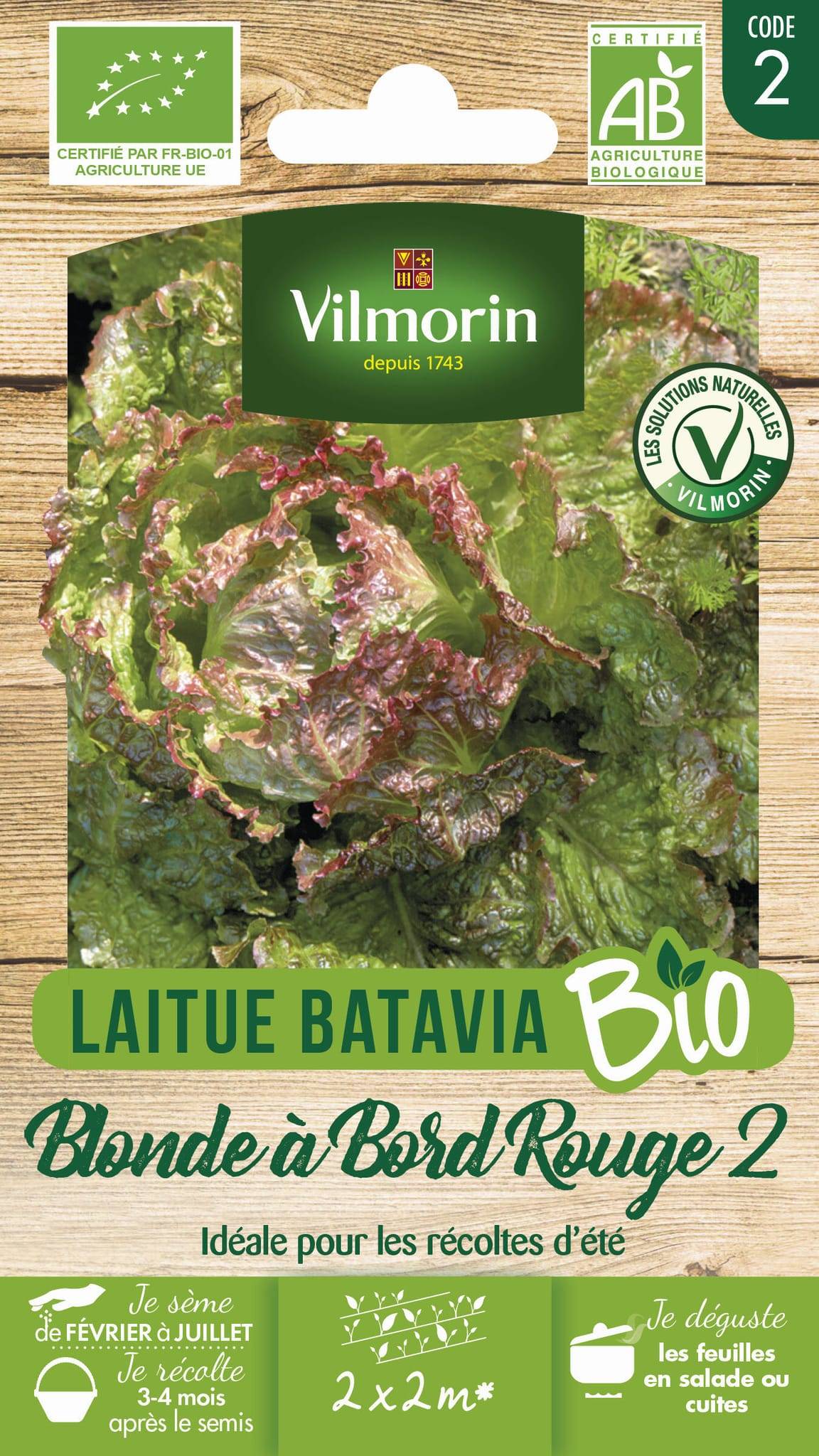 Vilmorin - Graine potagère laitue blonde à bord rouge bio - VILMORIN - Image 2