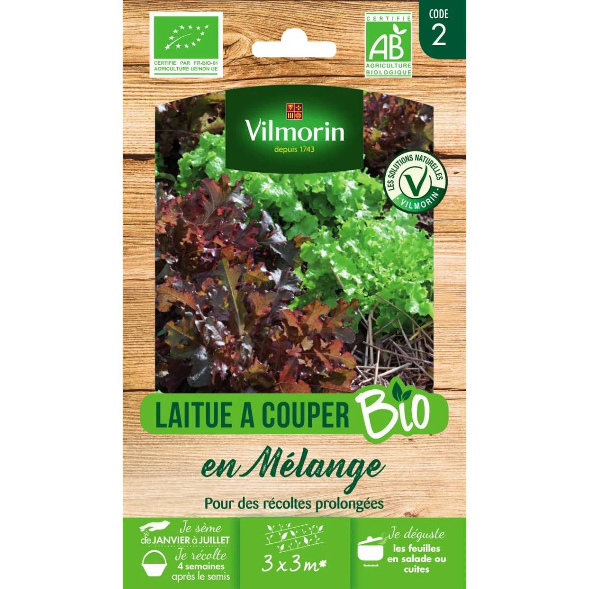 Vilmorin - Laitue à couper en mélange Bio série 2 sachet graines 3 g - Vilmorin - Image 1