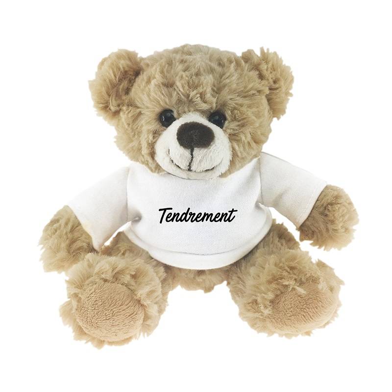 Enesco Kalidou - Peluche ourson assis en fourrure chinée beige