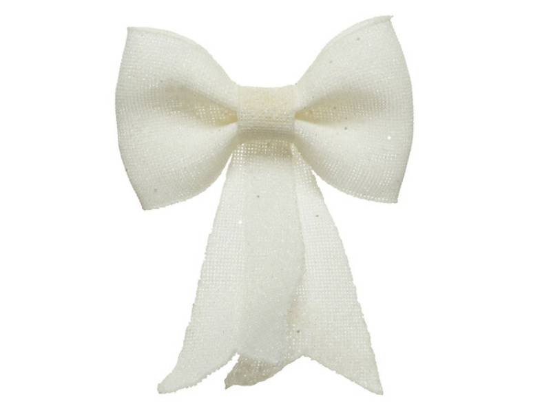 Kaemingk - Nœud décoratif blanc à suspendre - L.12 x l.2,5 x H.14 cm