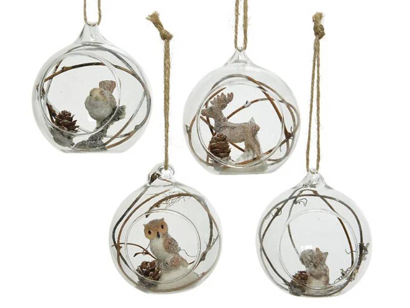 Kaemingk - Boule verre animal intérieur pommes de pin branches - DEER - Image 1