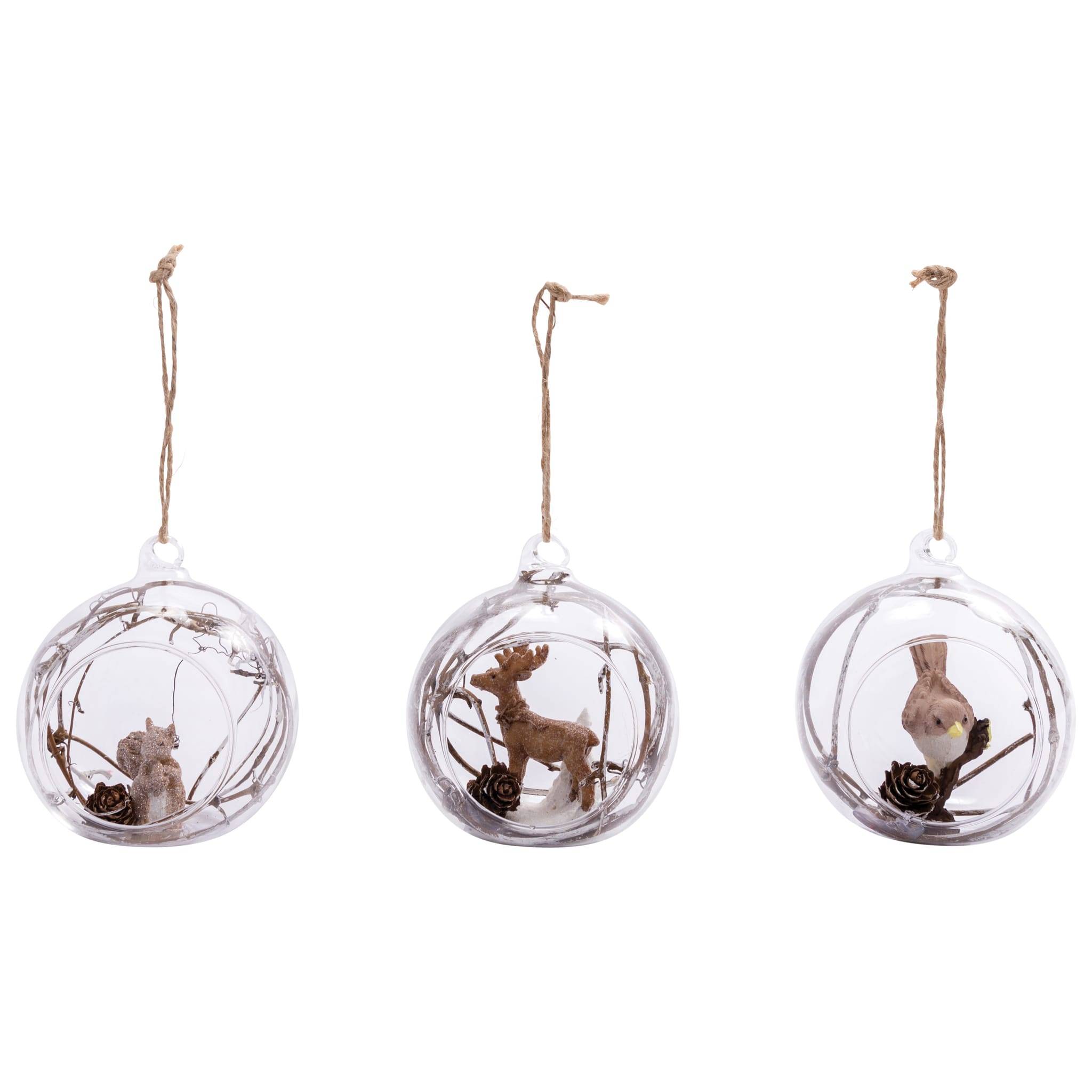 Kaemingk - Boule verre animal intérieur pommes de pin branches - DEER - Image 2