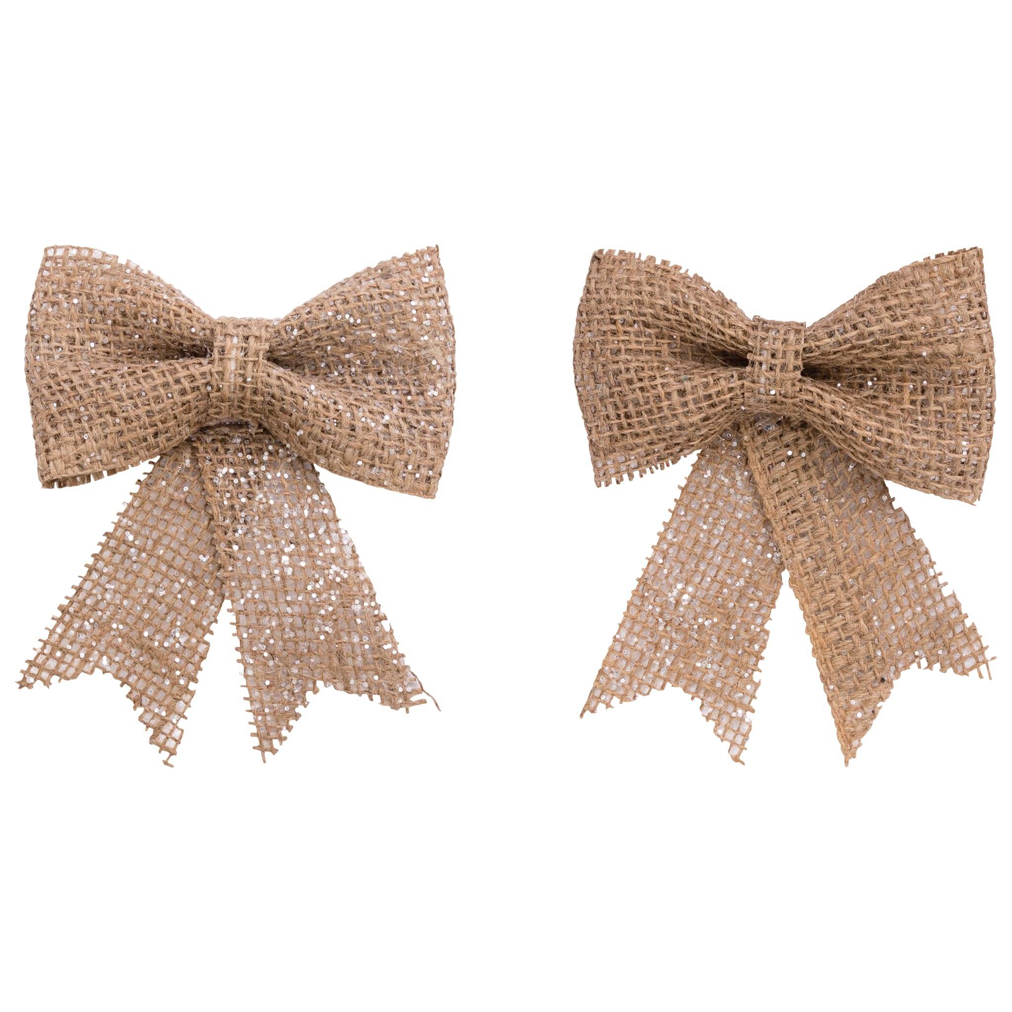 Decoris - Nœuds en jute naturel L.12 x l.1,5 x H.13 cm - x2 - Image 1