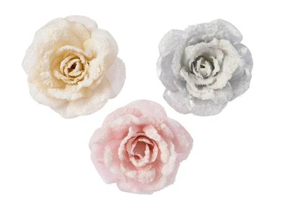 Kaemingk - Kaemingk - Rose artificielle enneigée sur clip - Ø.12 x H.5 cm - Image 1
