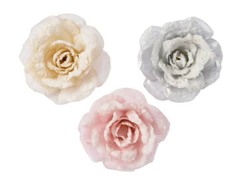 Kaemingk - Kaemingk - Rosa artificial nevada en clip - Ø.12 x H.5 cm - Imagen 1