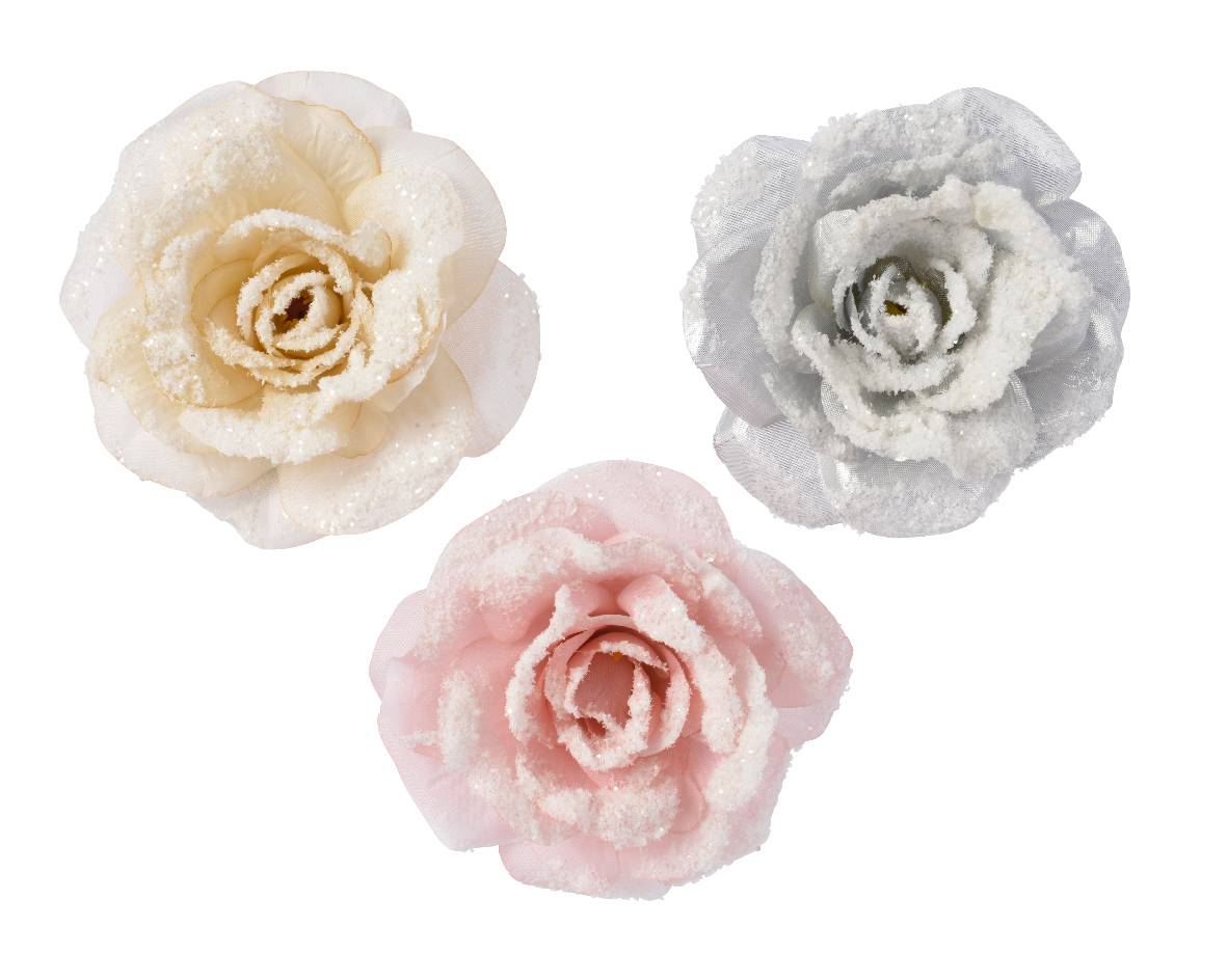 Kaemingk - Kaemingk - Rosa artificial nevada en clip - Ø.12 x H.5 cm - Imagen 2