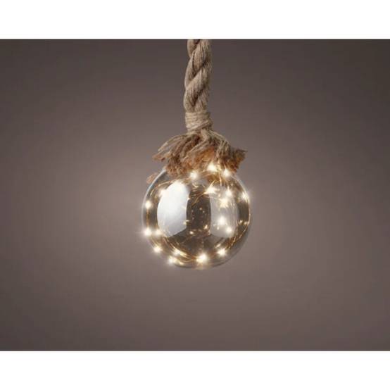 Luminéo - Micro LED Boule verre fumé sur corde - intérieur - Ø.10 x H.80 cm