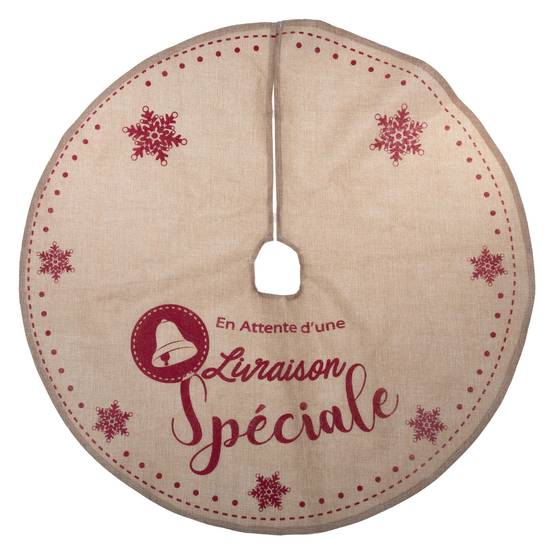 Jupe de sapin imprimé Noël en toile de jute Ø.90 cm
