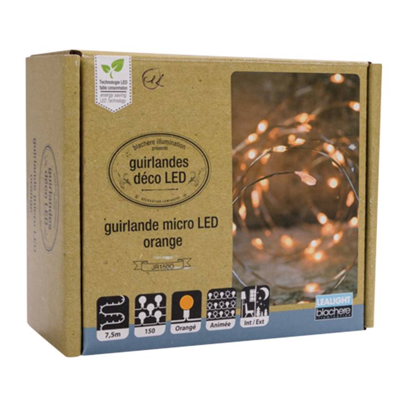 Blachere Illumination - Guirlande avec 150 micro LEDS oranges L.7,5 m - Image 2