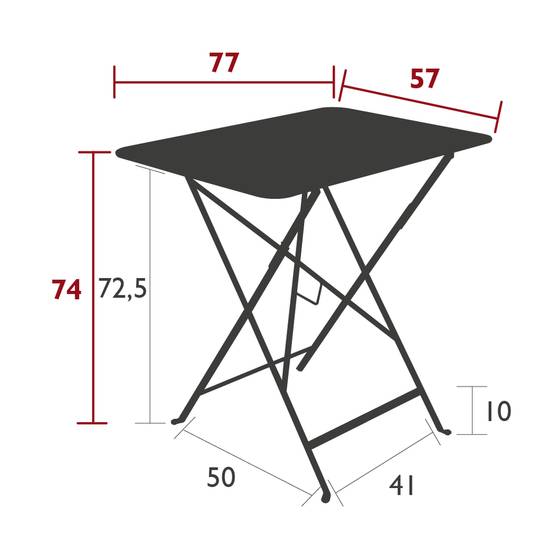 Fermob - Table de jardin rectangulaire pliante acier carbone 4 personnes Bistro Fermob - Image 4