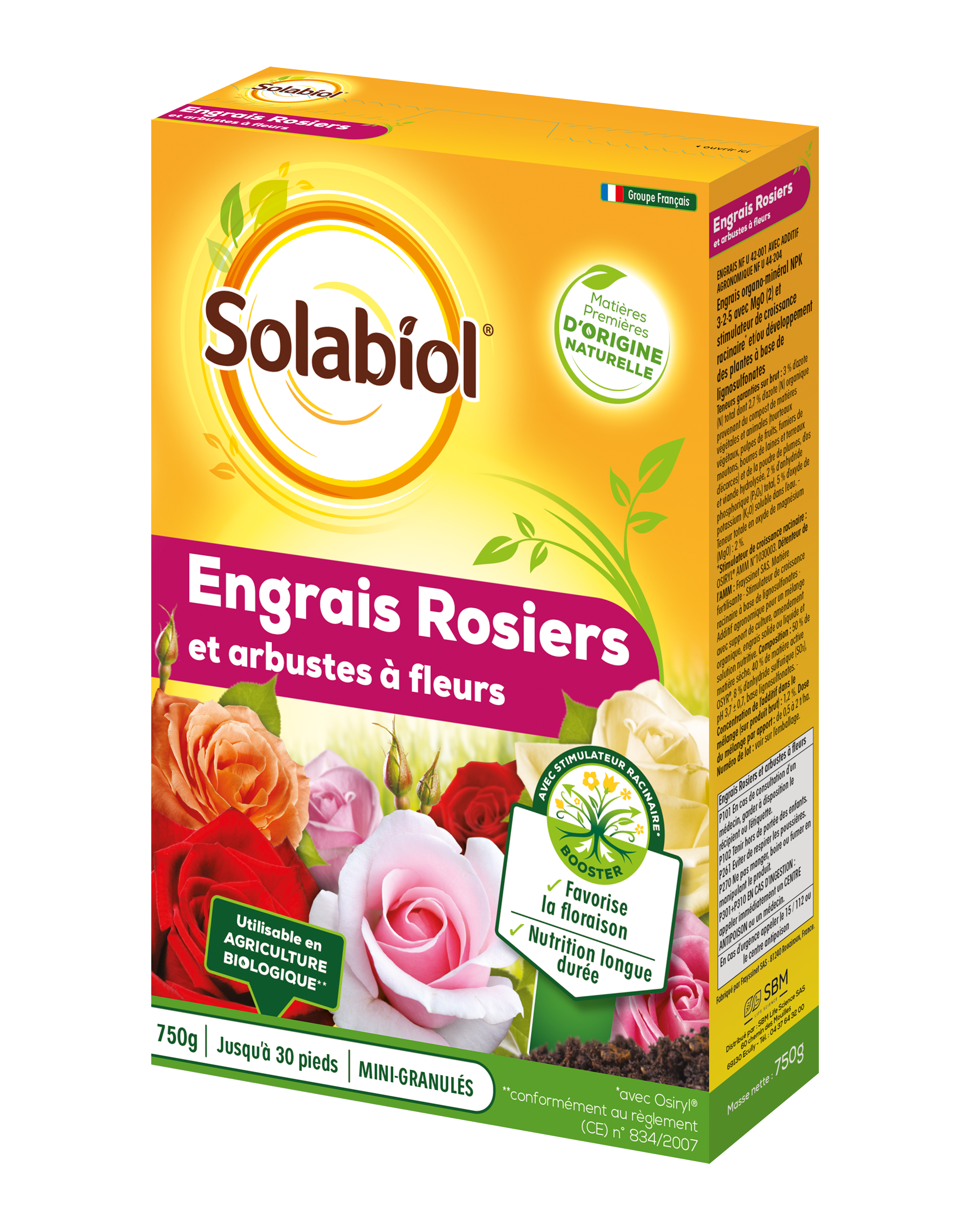 Solabiol - Engrais rosiers et arbustes naturel 750 g - SOLABIOL - Image 1