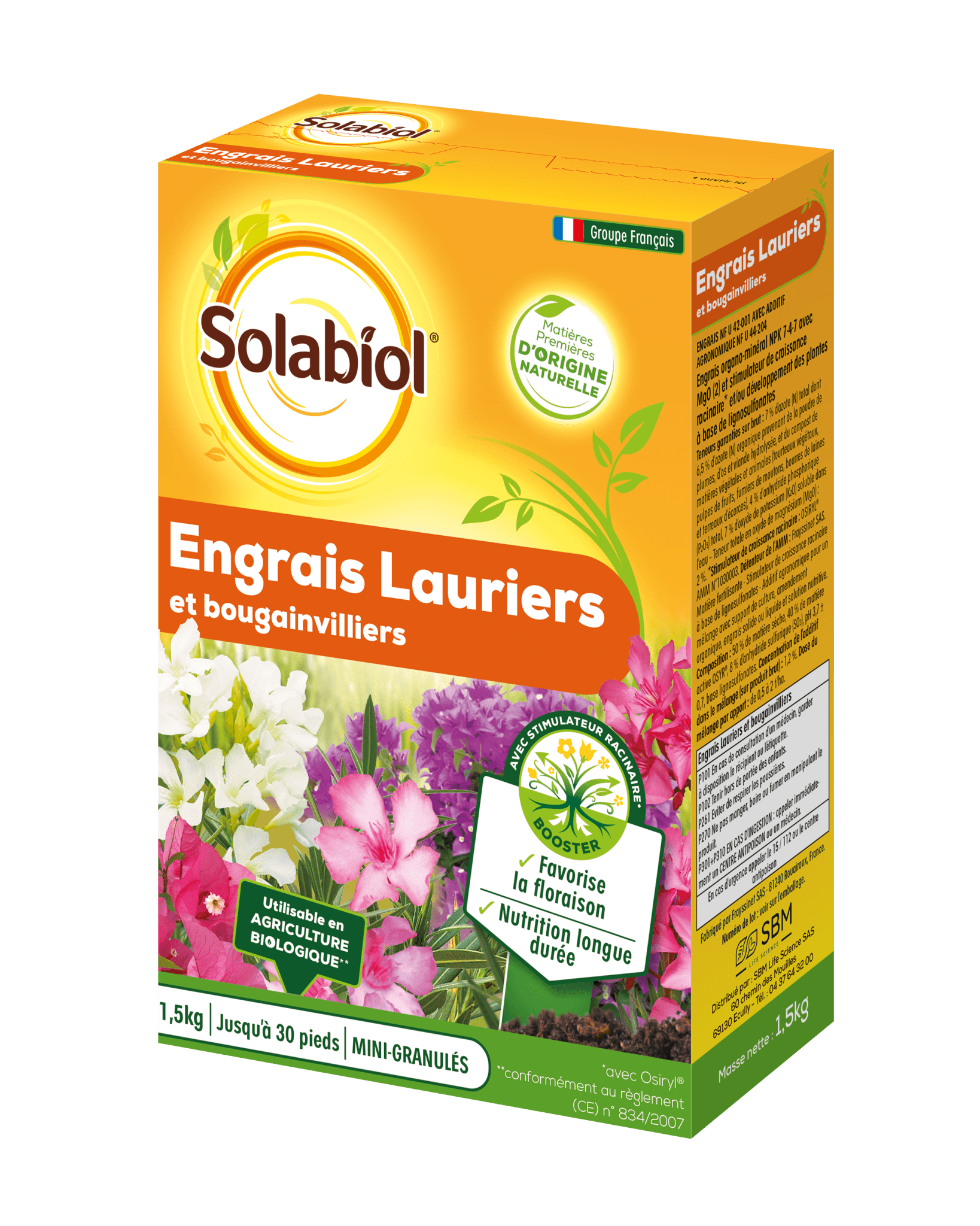 Solabiol - Engrais Laurier Bougainvillier 100% Organique 1,5 Kg – SOLABIOL - Image 1