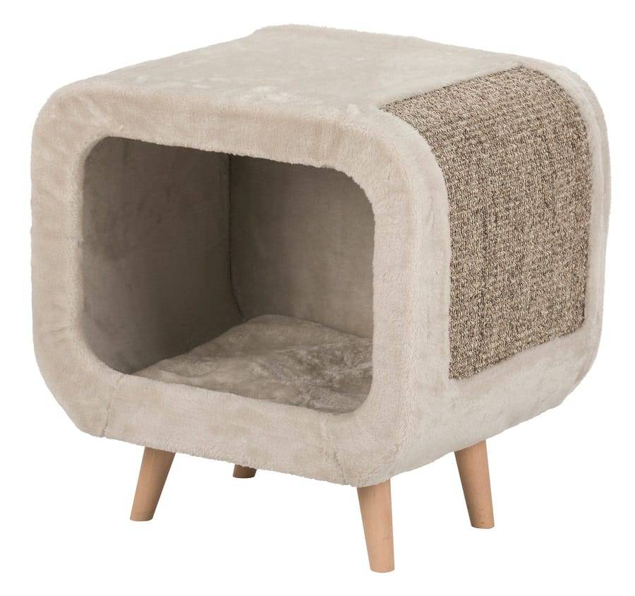 Trixie - Abri douillet Alicia, pieds en bois, 48 × 48 × 38 cm, gris/gris