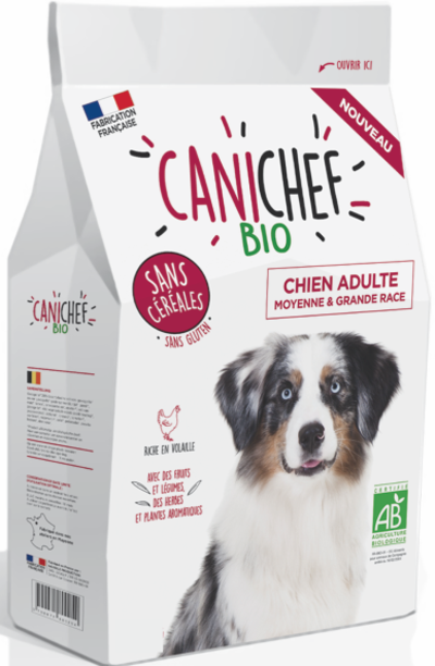Canichef - Croquettes bio sans céréales chien adulte moyenne grande race 10 kg - CANICHEF