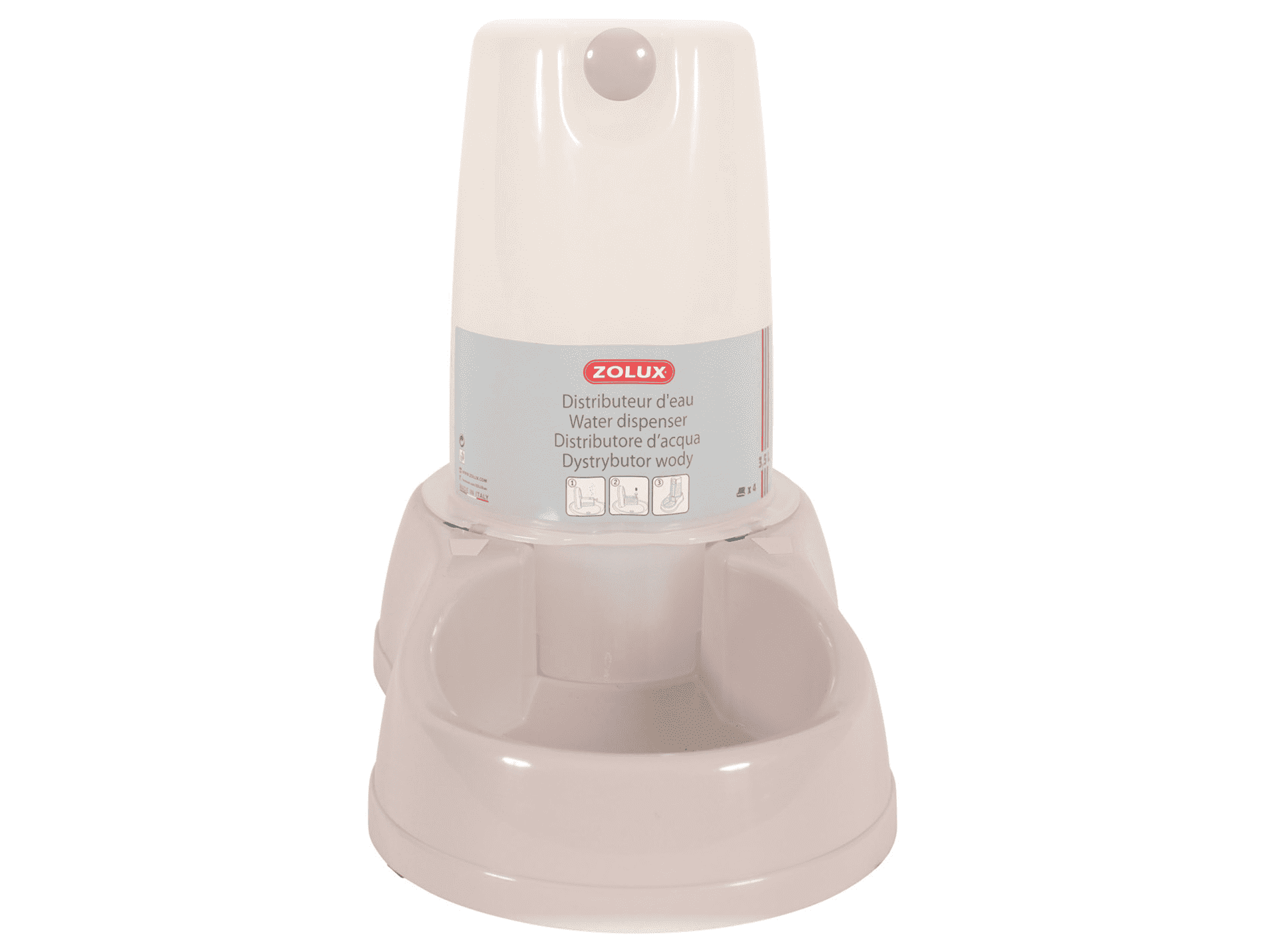 Zolux - Distributeur d'eau antidérapant gris rosé 3,5 L