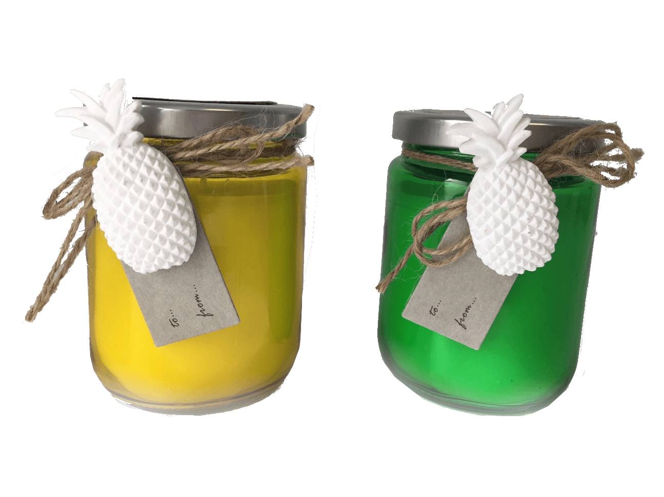 Ciddeco - Pot en verre bougie citronnelle décor ananas