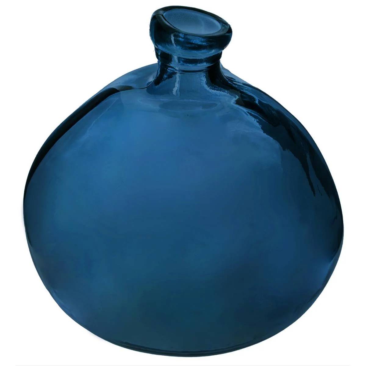 Jarrón Redondo Uly De Cristal Reciclado Azul Tormenta: Elegancia Sostenible Y Única Para Tu Hogar