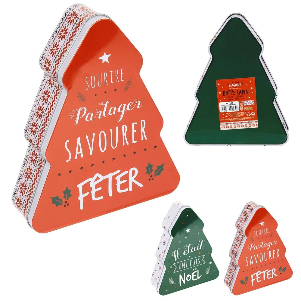 Boite de noël forme sapin - L.15,8 x l.19,2 x H.5 cm - Image 1